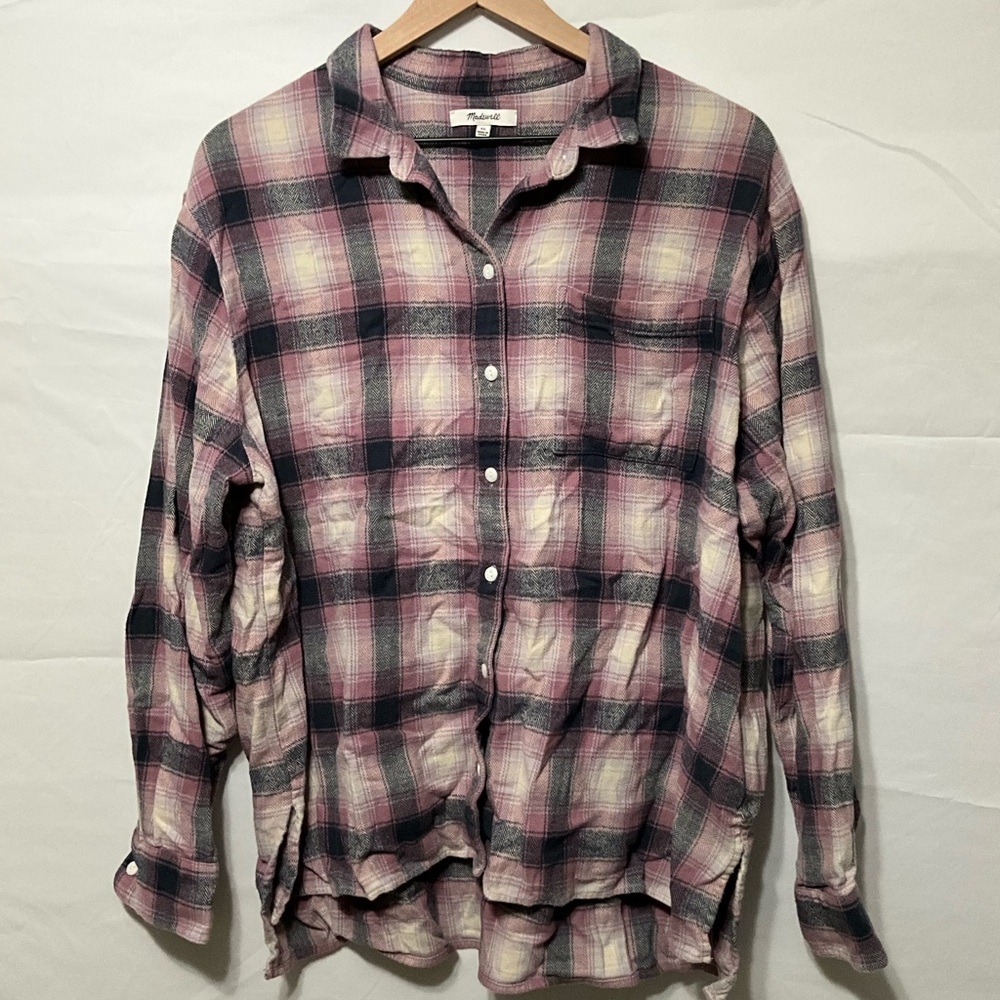 Madewell Plaid Button-Down Shirt in Pink and Black